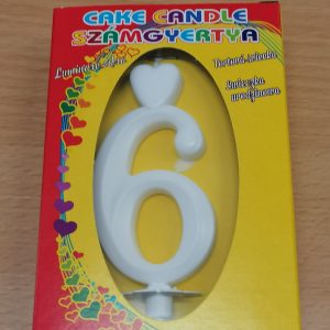 Számgyertya 8 cm fehér színű 6