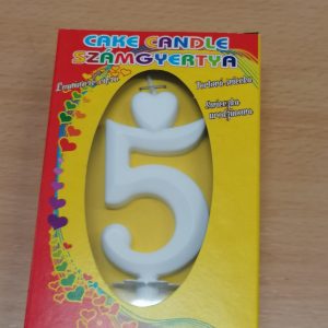 Számgyertya 8cm fehér színű 5
