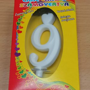 Számgyertya 8cm fehér színű 9
